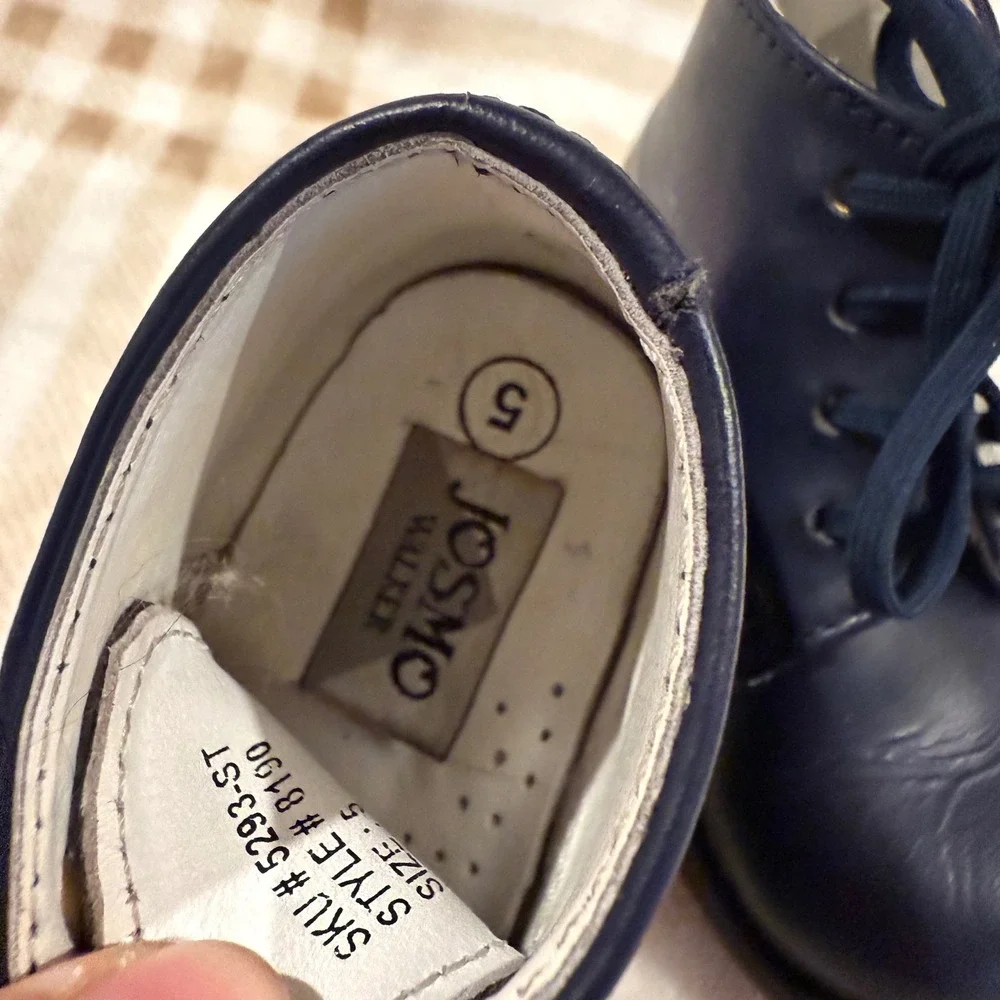 Josmo Walker Kids Navy Blue Leather Lace Up Walking Boots Style 8190 Size 5